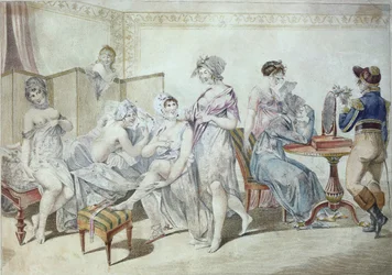 Wäschearbeiter am Deich, frühes 19. Jahrhundert